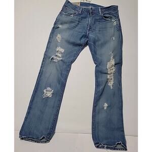 Polo Ralph Lauren Jeans Mens 32x30 Blue Distressed Straight Leg Denim Distressed